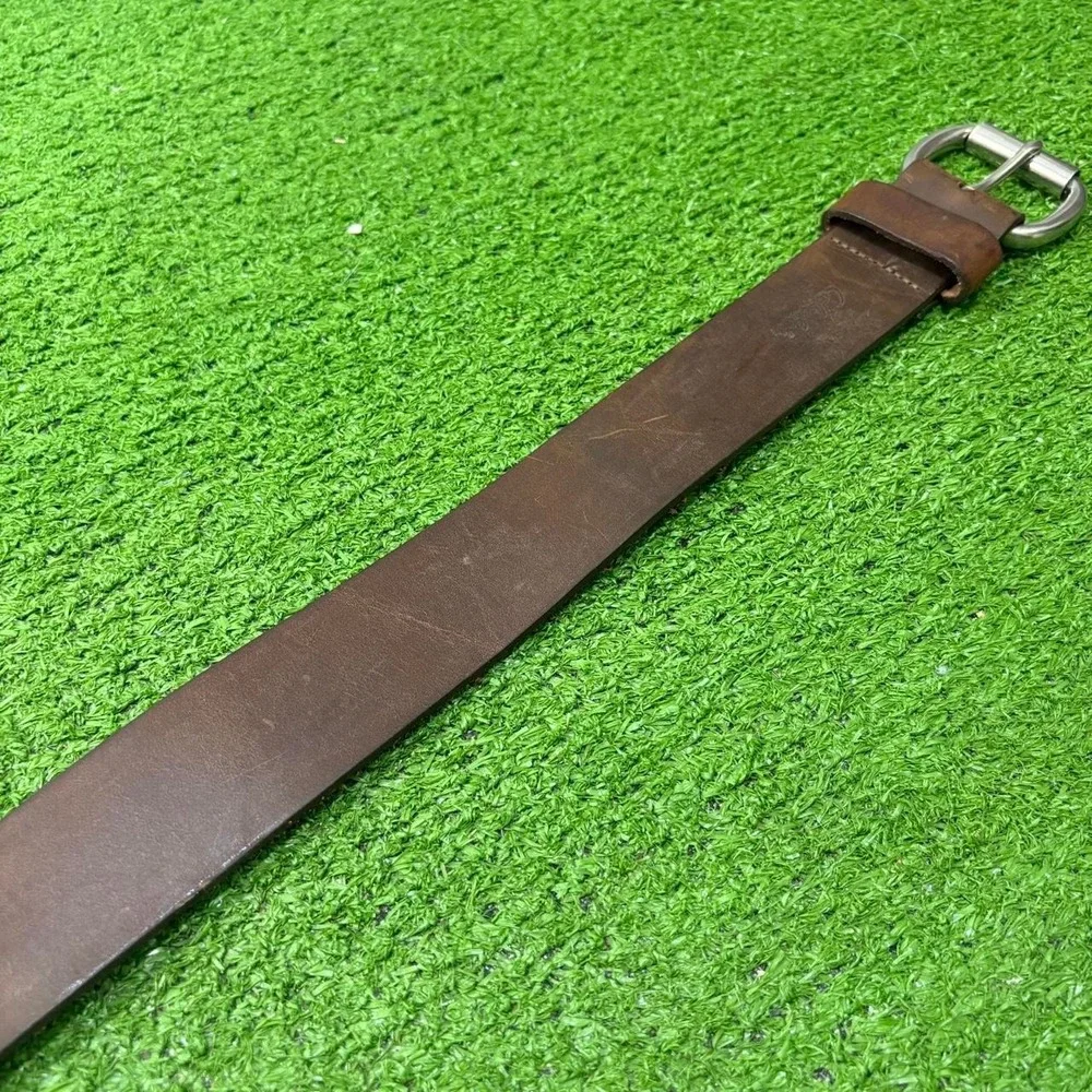 Cabelas Leather Brown Belt Size 32 /90‎ 1379 Solid Brass Buckle